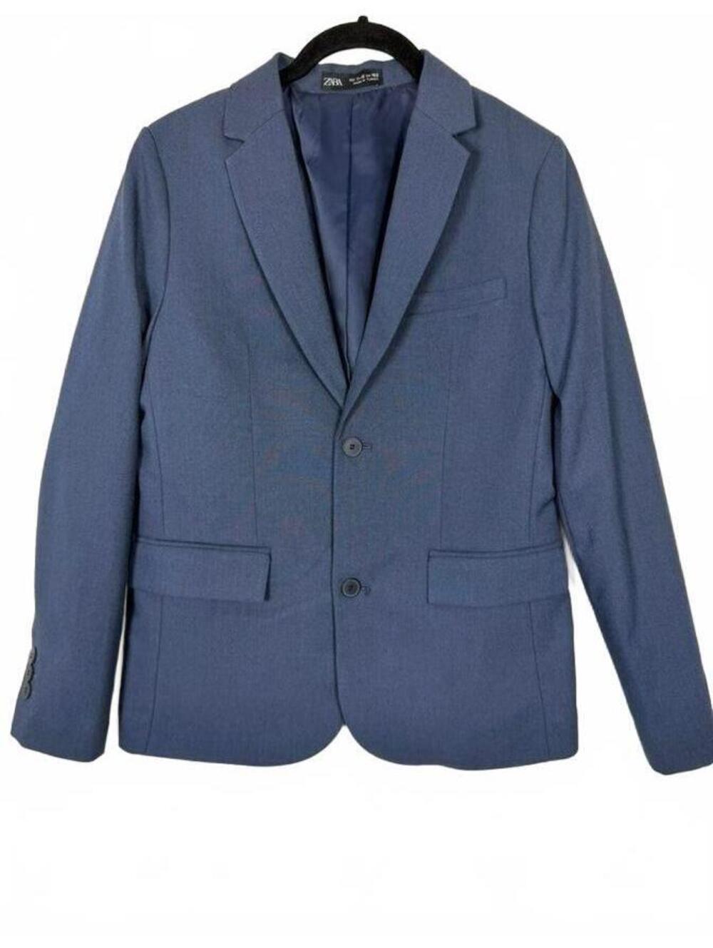 Zara Boys Textured Suit Jacket Blazer Slate Bluish Gray Size 11-12 Years